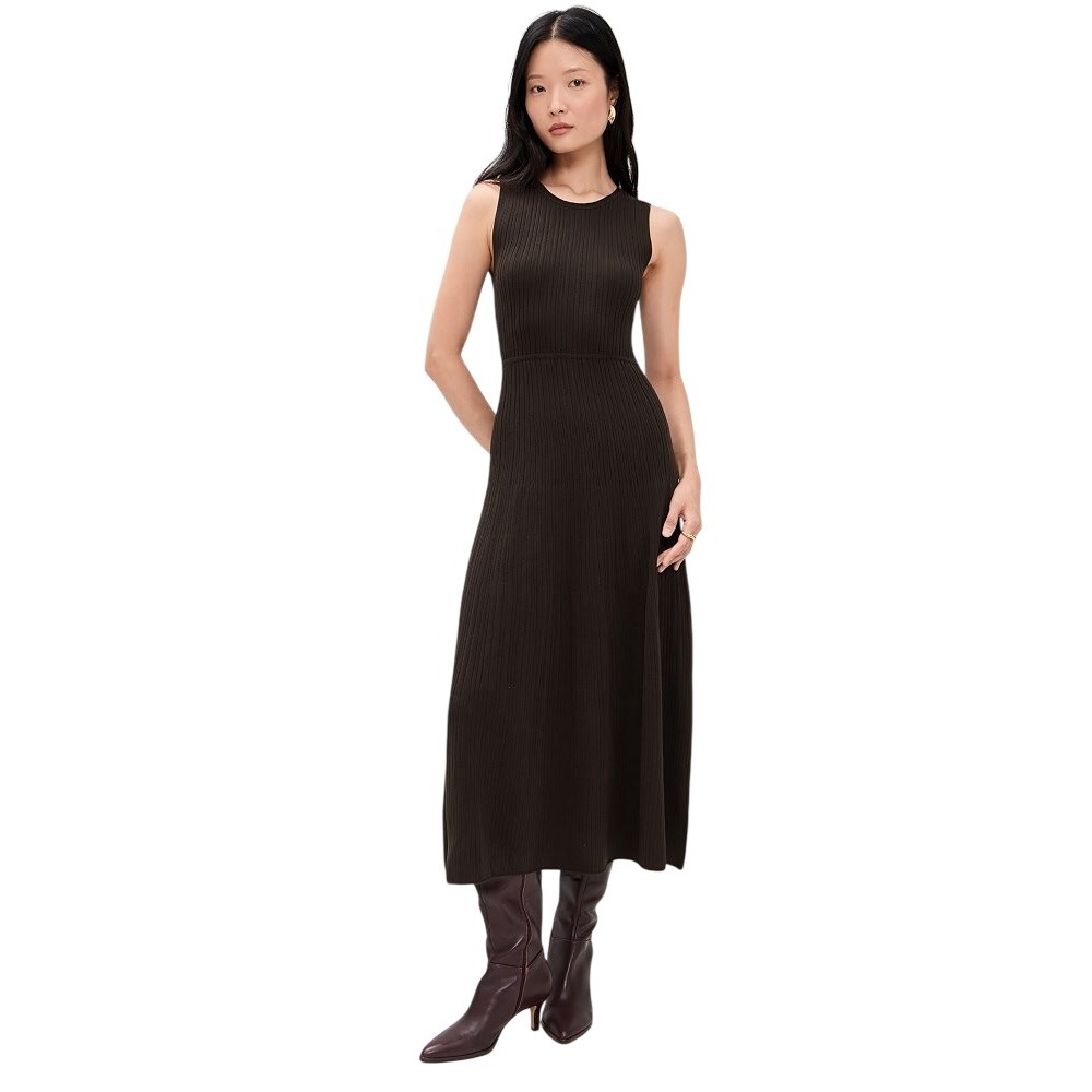 Z SUPPLY NWT Elba Midi Dress Brown Ribbed Knit Sleeveless Crew Neck Small